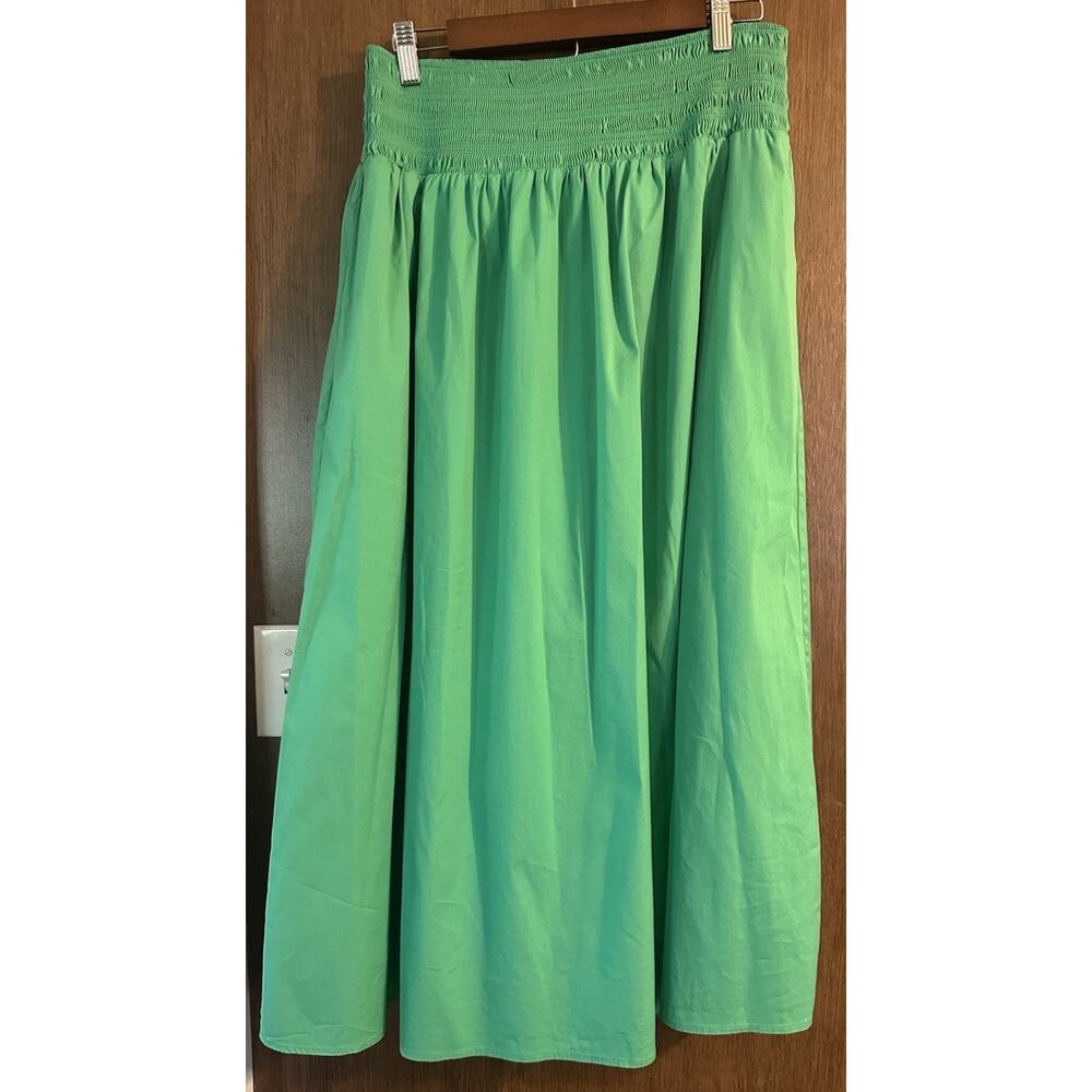 Chico’s size 1 US womens 8 green maxi skirt with stretch waistband pockets nice